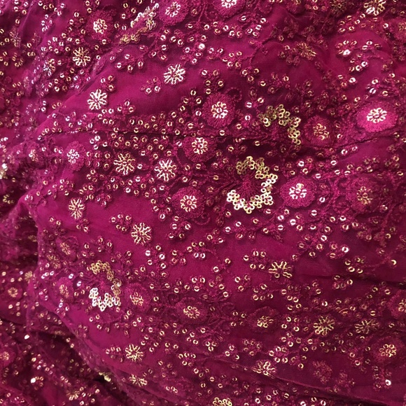 Indian Fuschia/ Plum Pink Lengha in Small - Picture 10 of 12